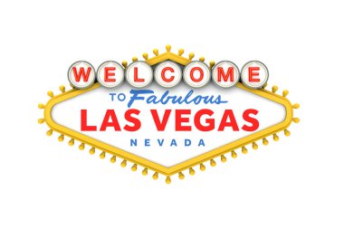 Las Vegas klasik işaretine hoş geldiniz. 3d Rendering