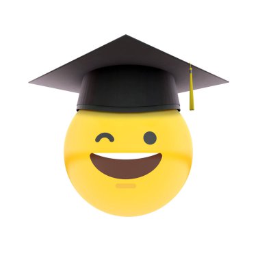 Mezuniyet emojisi geleneksel mezuniyet şapkası takıyor. Eğitim