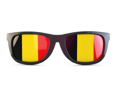 Belgium flag sunglasses. 3D Rendering clipart