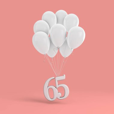 65 numara parti kutlama. Numara beyaz bir demet bağlı