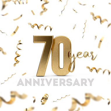 70. yıl dönümü kutlaması. Altın konfeti ile altın sayı