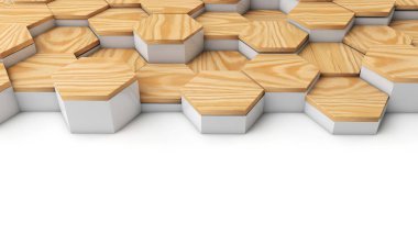 Geometrik ahşap altıgen desen arka plan. 3d render