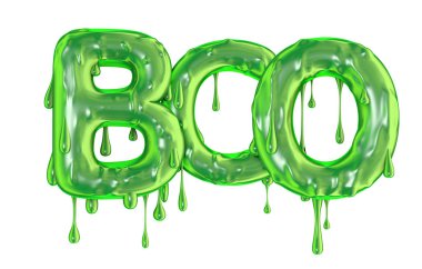 Boo kelime yeşil damlama balçık halloween harfleri yapılmış 