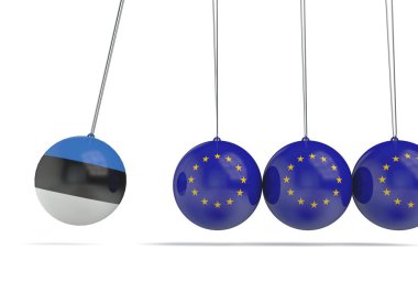 Estonya ve Avrupa siyasi ilişki kavramını işaretleer. 3d Re