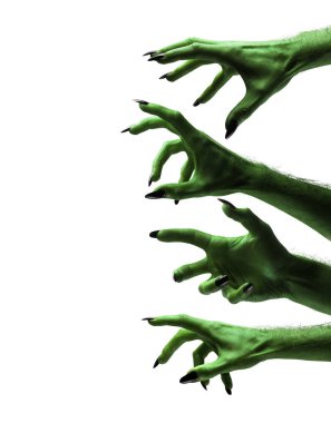 Cadılar Bayramı yeşil cadılar veya zombi canavar eller
