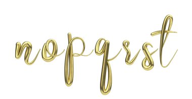 Lettes n, o, p, q, r, s, t, altın el yazısı script yazı tipi. 3d Ren