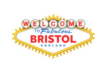Klasik las vegas tarzı tasarım Bristol işareti hoş geldiniz. 3d R