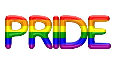 Gurur kelime parlak Lbgt gay gurur gökkuşağı harfleri yapılmış. 3d Re