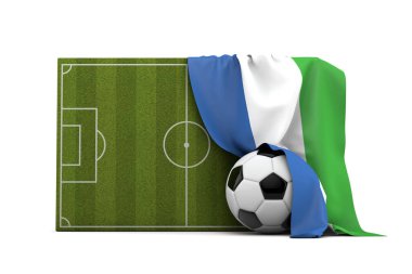 Sierra Leone ülke bayrağı bir futbol sahası üzerine dökümlü bir
