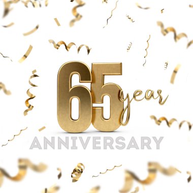 65. yıl dönümü kutlaması. Altın konfeti ile altın sayı
