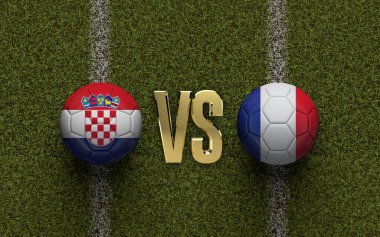 Hırvatistan - Fransa maçı. 3d Rendering