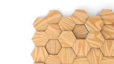 Geometrik ahşap altıgen desen arka plan. 3d render