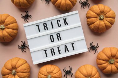 Trick or Treat halloween lightbox mesajı siyah korkutucu yarasalar ile