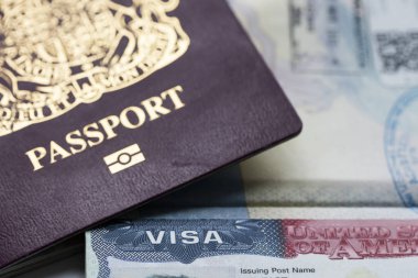 Vize belgesi ve pasaport kapatın. Göçmenlik ve emigra