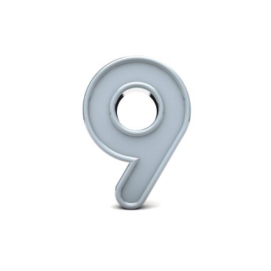9 numara beyaz tip. 3d Rendering