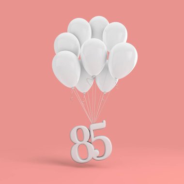 85 numara parti kutlama. Numara beyaz bir demet bağlı