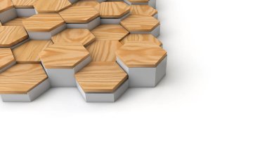 Geometrik ahşap altıgen desen arka plan. 3d render