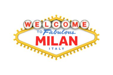 Hoşgeldiniz Milan, İtalya klasik las vegas tarzı tasarım işareti .