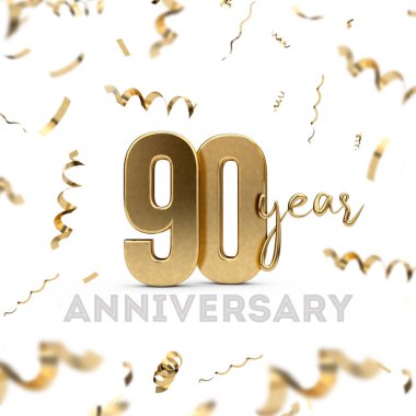 90. yıl dönümü kutlaması. Altın konfeti ile altın sayı