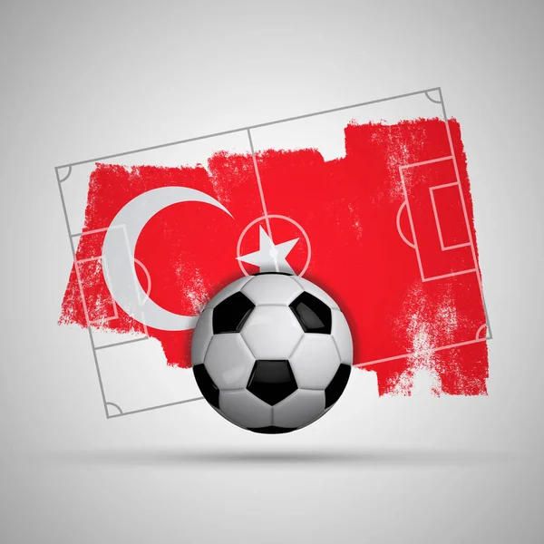 Turchia bandiera di calcio sfondo con bandiera grunge, campo da calcio a — Foto Stock