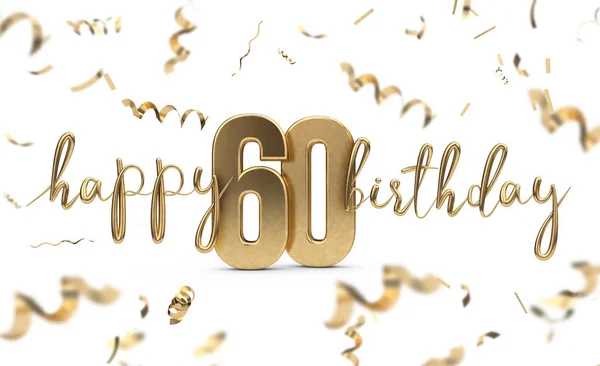 Feliz aniversário de 60 anos fundo de saudação de ouro. Renderização 3D — Fotografia de Stock
