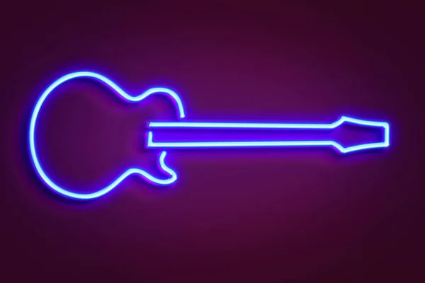 네온 기타 라이트 일러스트. 3D 렌더링 — 스톡 사진