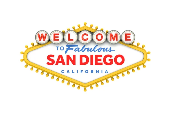 Welkom bij San Diego Sign in klassieke Las Vegas-stijl ontwerp. 3d — Stockfoto