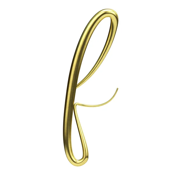 Letter F goud handgeschreven script lettertype. 3D-rendering — Stockfoto
