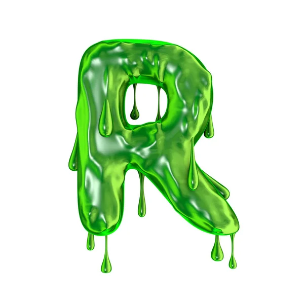 Green dripping slime halloween capital letter R — Stock Photo, Image