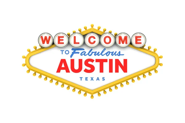 Bienvenido a Austin, Texas signo en diseño de estilo clásico de las vegas —  Fotos de Stock