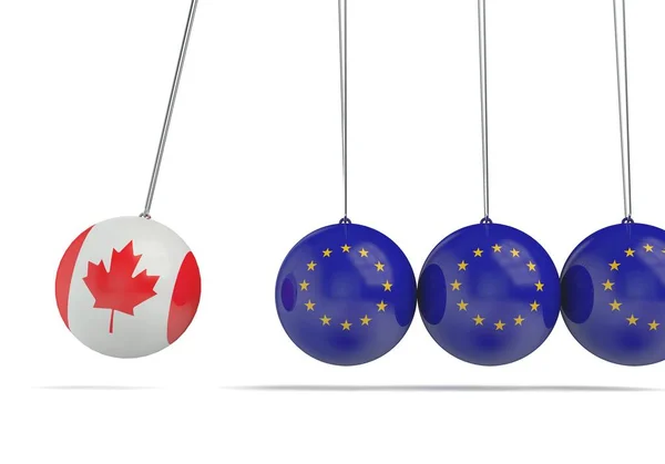 Kanada a Evropský koncept politického vztahu. 3D Ren — Stock fotografie
