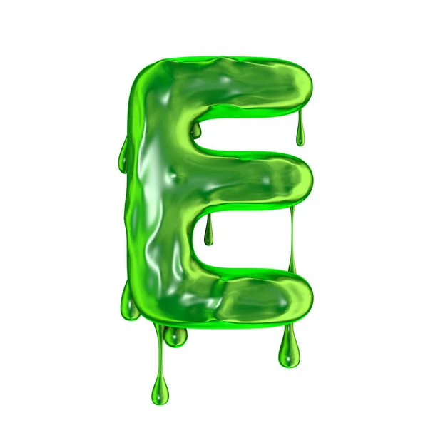 Grön droppande slem Halloween versalt E — Stockfoto