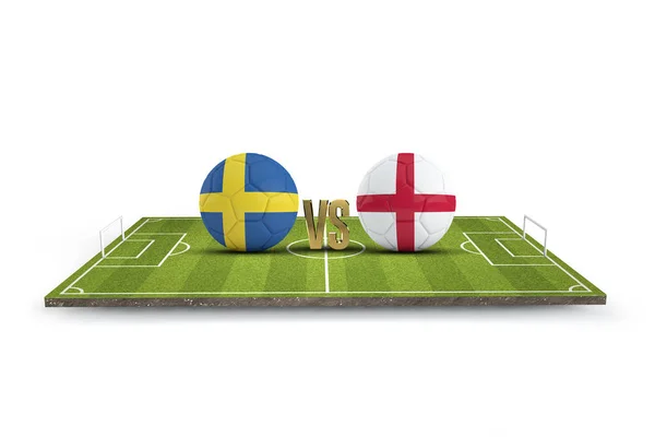 Zweden versus Engeland voetbal kwartfinale wedstrijd. 3D-rendering — Stockfoto