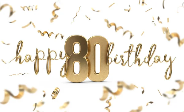 ハッピー80歳の誕生日ゴールドグリーティングの背景。3D レンダリング — ストック写真