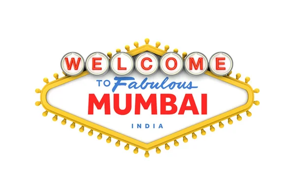 Willkommen in mumbai, indien schild im klassischen las vegas style design — Stockfoto