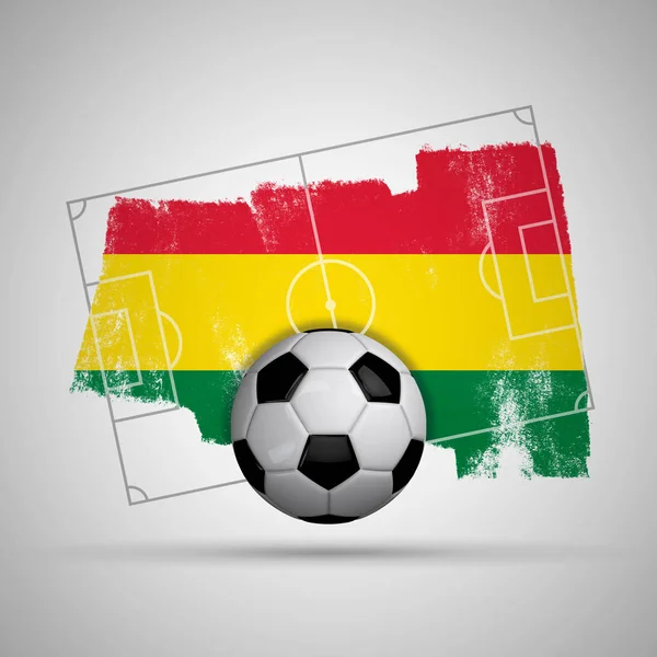 Bolivia flag soccer background with grunge flag, football pitch
