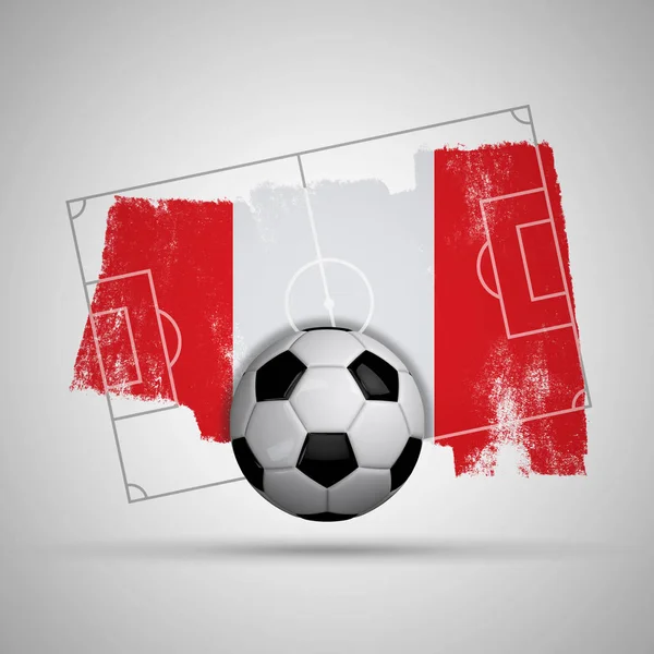 Peru flag soccer background with grunge flag, football pitch and — Stock Photo, Image