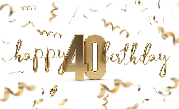 Happy 40th birthday gold greeting background. 3D Rendering — Stock Photo, Image