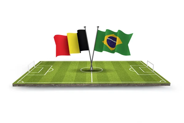 Brésil contre Belgique match quart de finale de football. Rendu 3D — Photo