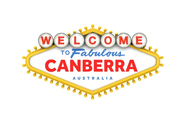 Bienvenido a Canberra, Australia registrarse en classic las vegas style d —  Fotos de Stock