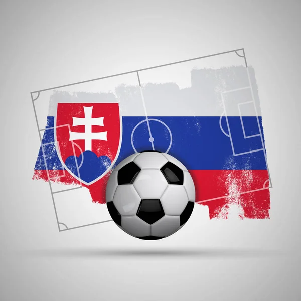 Eslováquia bandeira futebol fundo com bandeira grunge, campo de futebol — Fotografia de Stock
