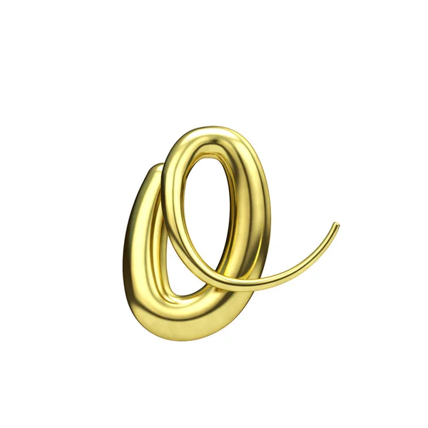 Letter O gold handwritten script font. 3D Rendering — Stock Photo, Image