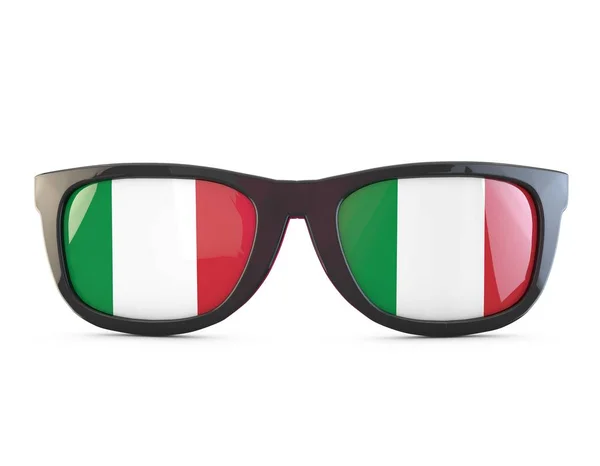 Włochy flaga okulary przeciwsłoneczne. Renderowanie 3D — Zdjęcie stockowe