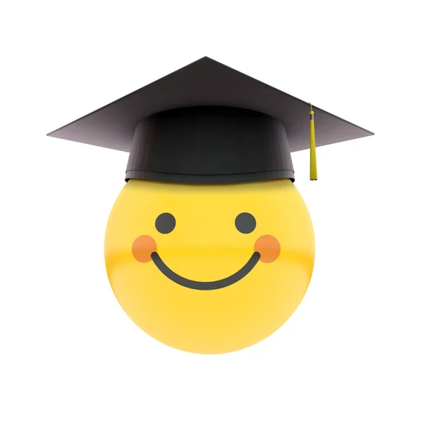 Afstuderen Emoji dragen een traditionele Graduation Cap. Onderwijs — Stockfoto