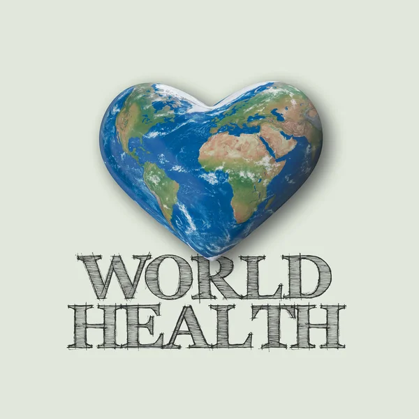 Mundo saúde mundo coração mensagem, 3D Rendering — Fotografia de Stock