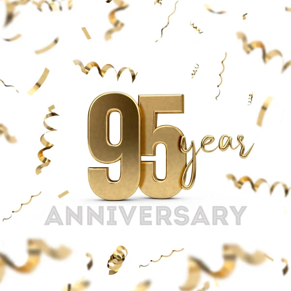 Celebração de 95 anos. Número de ouro com confett dourado — Fotografia de Stock