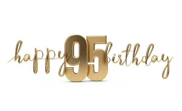 Buon 95esimo compleanno oro sfondo saluto. Rendering 3D — Foto Stock