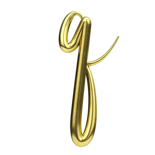 Letter Q gold handwritten script font. 3D Rendering — Stock Photo, Image