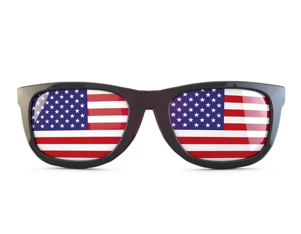 Gwiazdy USA i paski flagi okulary przeciwsłoneczne. Renderowanie 3D — Zdjęcie stockowe