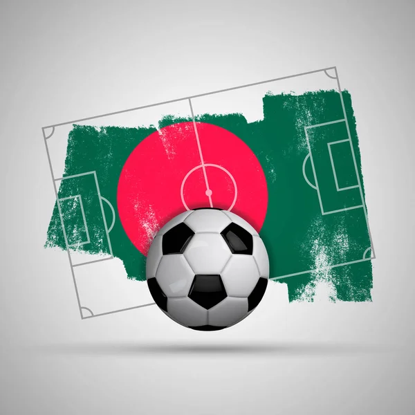 Bangladesh flag soccer background with grunge flag, football pit